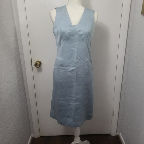 LiLiu Silk Light Blue Sheath Dress 2 XS - Picture 5 of 11
